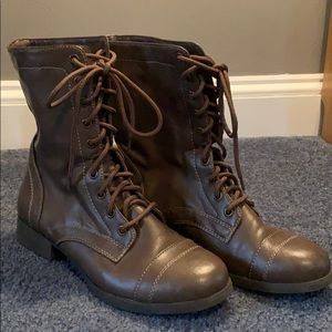 Brown combat boots